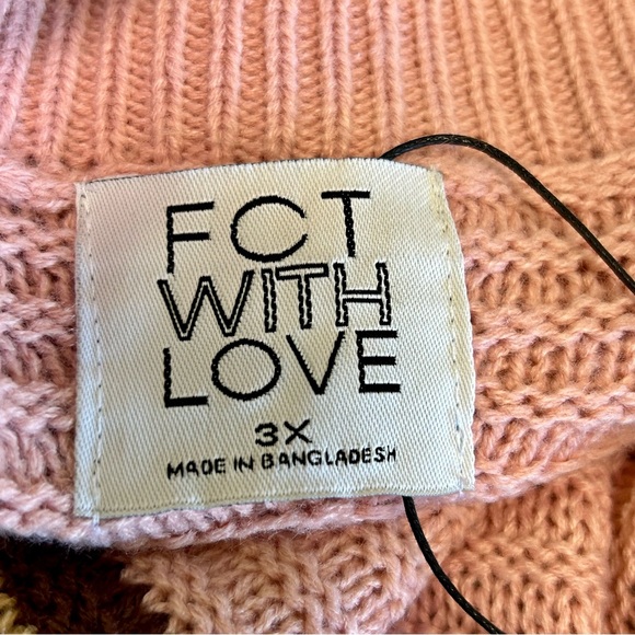 FCT Full Circle Trends Sz 3X Pink & Beige Sweater NWT Zigzag Hem - Picture 4 of 6